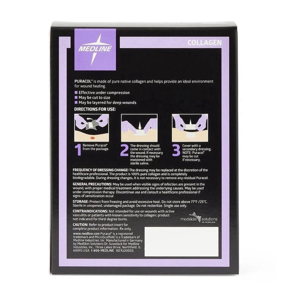 Medline PURACOL PLUS Collagen Silver Antibacterial Sterile 2x2.2 Wound Dressing - Picture 2 of 5